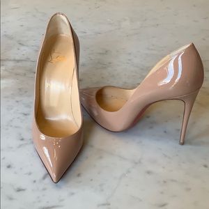 Christian Louboutin Nude 100 Patent Leather Pumps